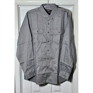 Forge Workwear Men's FR Long Sleeve Button-Down Work Shirt Size XL Light Gray
